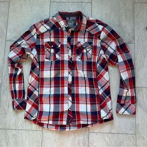 BKE Men's Button Up Plaid Shirt